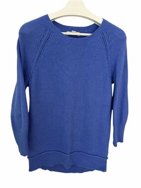 KENAR Cobalt Blue Angora Blend Soft Knit Crewneck Sweater size S